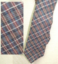 Glengala Scotland Neck Tie/Necktie Wool blue red plaid 55&quot;x3&quot; Vintage Na... - £12.02 GBP