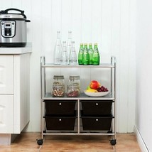 4 Drawers Shelves Rolling Storage Cart Rack-Black - Color: Black - $129.49