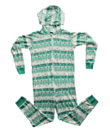 Kidtopia Green Pink Girls One Piece Hooded Open Feet Pajamas Size Medium - $10.87