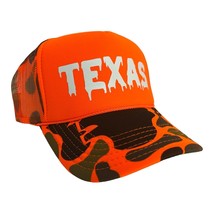 New Texas Drip Monster Ornage Camo Hat 5 Panel High Crown Trucker Snapback - £18.64 GBP