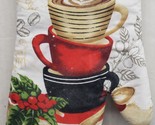 1 Printed Kitchen Oven Mitt (7&quot;x12&quot;)  COFFEE CUPS STACK &amp; SPOON, beige b... - $7.91