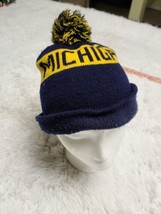Vtg 90s Distressed University of Michigan Spell Out Pom Knit Winter Bean... - £10.94 GBP