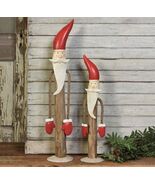 SANTAS WOOD AND PAINTING METAL SCULPTURE CHRISTMAS SET OF 2 HANDCRAFTED 26” - $546.67 CAD