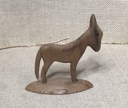 Wood Donkey Figurine Bead Eye Thin Animal Pedestal Rustic Primitive Ligh... - £9.32 GBP