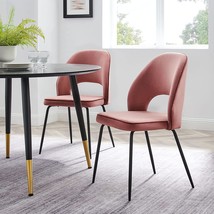 Modway Nico Performance Velvet Dining Chairs in Black Dusty Rose-Set of 2 - £158.18 GBP