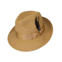 Men's Milani Wool Fedora Hat Soft Crushable Lined FD219 Tan Camel image 3