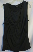 Josie Natori Black Stretch diagonal Rouched front short sleeve Blouse Sz... - £23.59 GBP