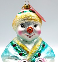 Christopher Radko Jolly Wrap LARGE Snowman Glass Christmas Ornament - £47.95 GBP