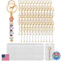 Tondiamo 96 Pcs Beadable Keychain Bars Bulk for Beads Blank Keychain, DI... - $49.37