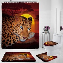 Leopard Shower Curtain Set Cheetah African American Men Orange Anime Animal Prin - £31.46 GBP