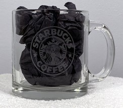 Starbucks Clear Glass Coffee Mug Made in USA 12 oz Etched - £15.46 GBP