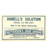 Antique Pharmacy Label DOBELL&#39;S SOLUTION Pattersons Drug Shoppe Oklahoma... - $37.27 CAD