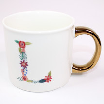 OpalHouse Floral Monogram Initial “L” Jumbo Coffee Mug With Gold Handle ... - £9.57 GBP