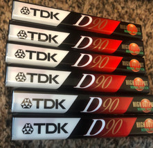 TDK - D90 High Output Blank Cassette Tapes - Lot of 6 New Sealed - £13.23 GBP