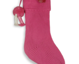 Holiday Time Pink Lurex Knit 21 in Christmas Stocking with Tassels New - $8.51