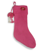 Holiday Time Pink Lurex Knit 21 in Christmas Stocking with Tassels New - £6.78 GBP