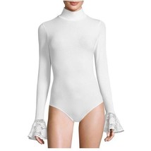 CINQ a SEPT Estrella Body Suit with Mock Neck and Lace Cuffs - NWT - Size Large - £132.77 GBP