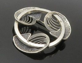 BEAU 925 Sterling Silver - Vintage Swirl Twist Detail Round Brooch Pin - BP5605 - £33.41 GBP