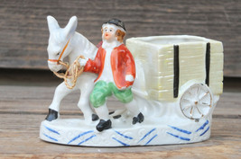 1950s Vintage 5.5&quot; Ceramic Planter Japan ~ Colonial Man with Donkey &amp; Cart - $24.99