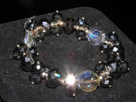 Estate Bronze Faceted Cluster Glass Bead with Flat Clear Plastic Disk Stretch - £7.51 GBP