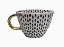 Old Pottery Company Black &amp; White Abstract Raindrop Coffee Mug Cup Gold ... - $12.99