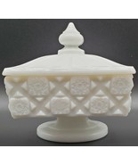 Westmoreland Old Quilt Square Milk Glass Covered Candy Dish - $24.00