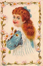 Early Trade Card Red headed Girl picking flowers Unbranded Trade card - £9.03 GBP
