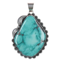 Huge Vintage Native American sterling and turquoise pendant - $490.05