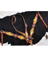 Western Horse Leather Tack Set Sunflower Buckstitch Design Bridle Breast... - £68.41 GBP