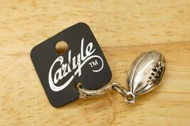 Vintage Costume Jewelry Carlyle Silver Tone Metal Football Clip On Penda... - $10.88