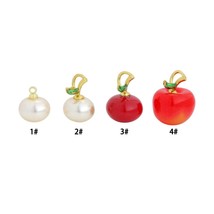 White Pearl Red Apple Charm Pendant,Sku#A489 - $1.90+