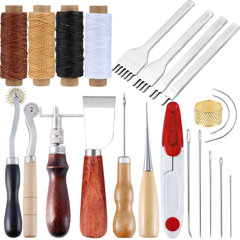 KAOBUY Professional Leather Craft Tools Kit Hand Sewing Stitching Punch Carving  - £59.70 GBP