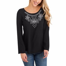 Faded Glory Women&#39;s Embroidered Shirt With Cross Back Detail Size Medium 8-10 - £11.92 GBP
