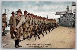 Uncle Sams Fighting Marines Dreadnaught New York On Board Ship Postcard E40 - £7.47 GBP