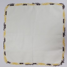 Vintage Tatted Edge Dresser Doily 11x11 Inch White Yellow Brown - $13.10