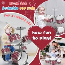 Kids Jazz Drum Set w/ Stool &amp; Sticks for Toddlers 3-7 Learning Toy Gift - $60.96