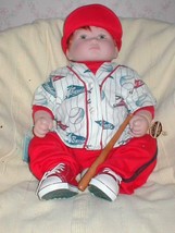 Adorable little baseball player boy doll by Lloyd Middleton. Bat &amp; ball included - £42.47 GBP