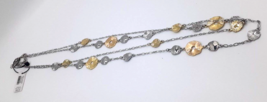 White House Black Market Rhinestone Gold and Silver Tone 2 Strand Necklace 30 in - $24.74