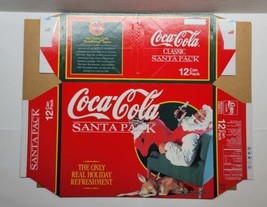 Coca Cola Christmas Santa Pack 1995 12 Pack Cans Box Unused Unglued - £39.10 GBP