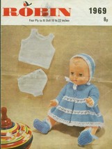 Vintage knitting pattern for lovely doll/reborn outfit Robin 1969. PDF - £1.71 GBP
