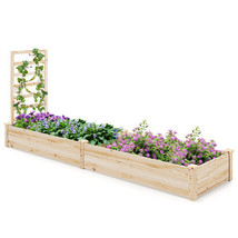 Raised Garden Bed with Planter Box and Trellis-Natural - Color: Natural - £98.34 GBP