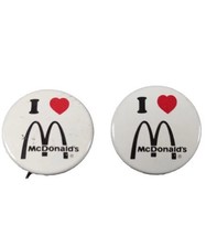 Lot of 2 Vintage I LOVE McDonalds Fast Food Restaurant pin pinback button - £4.99 GBP
