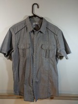 Men&#39;s CHALC Western Wear Short Sleeve Shirt Gray Striped Size XLarge - $9.90