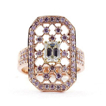Argyle 1.63ct Natural Fancy Pink &amp; White Diamonds Engagement Ring 18K Emerald - £5,122.92 GBP