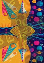 Psychedelic Space Mirror Rocket Ship Retro Cool Vinyl Sticker Decal - $5.93