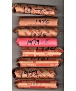Lincoln Coin Pennies Lot of 8 Coin Rolls of Vintage Lincoln Pennies 1976... - £7.78 GBP