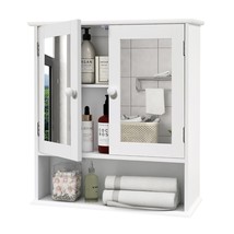 Medicine Cabinet, Medicine Cabinets For Bathroom With Mirror 2 Doors 3 Open Shel - £83.39 GBP