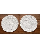 2 Vintage 17&quot; Round White Lace Pillow Covers Cases Hand Sewn 1.5&quot; Ruffle... - $301.53 MXN