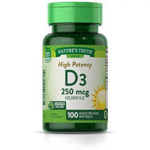 Nature&#39;s Truth D3 10,000 IU | 100 Softgels | High Potency Exp 2025 - £11.11 GBP