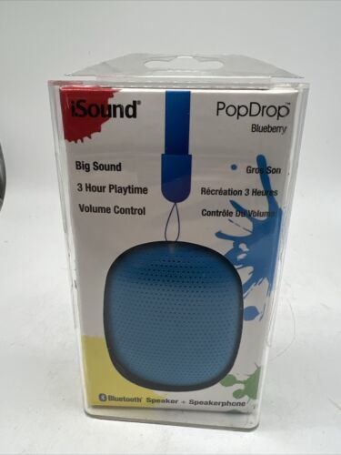 Pop Drop Portable Wireless Speaker Blueberry Bluetooth Blue Speakerphone... - $5.01